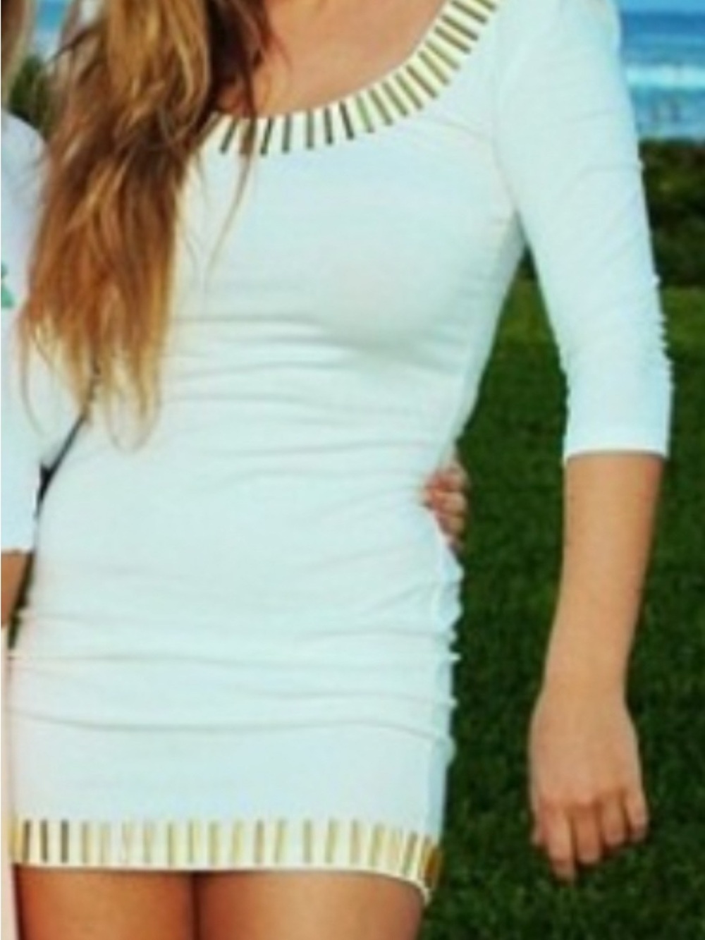 Blaque Label White Mini Dress with Gold Trim